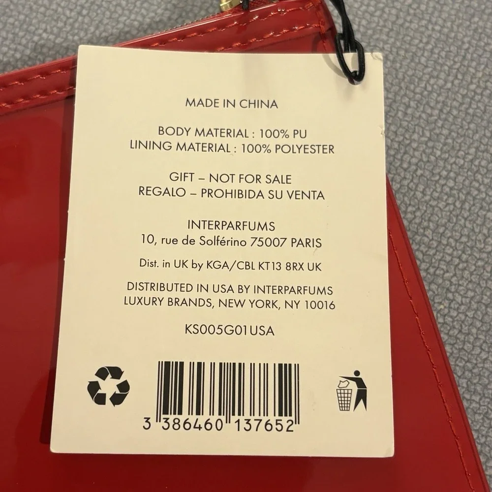 Kate Spade Fragrances Red Makeup Bag Zip Pouch PU/Polyester NWT Giftable Glossy